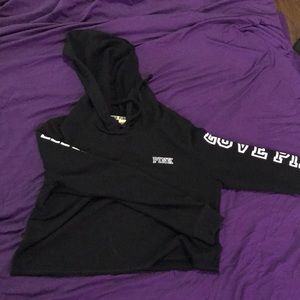Victoria secret Pink black cropped sweat suit